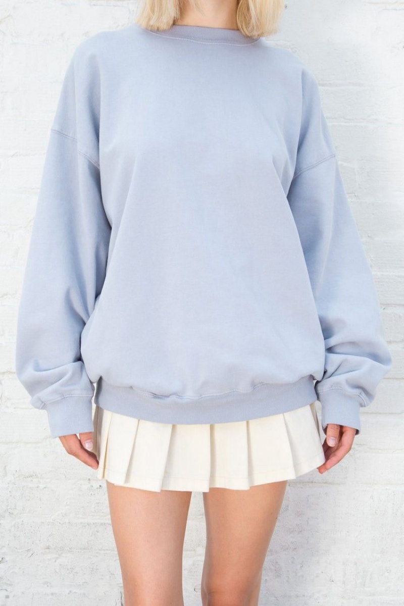 Sweatshirt Brandy Melville Erica Oversized Bleu Clair | JMB-74398158